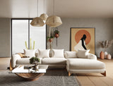 Modrest Fleury - Contemporary Cream Fabric and Walnut RAF Sectional Sofa - Home Elegance USA