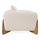 Modrest Fleury - Contemporary Cream Fabric and Walnut Lounge Chair