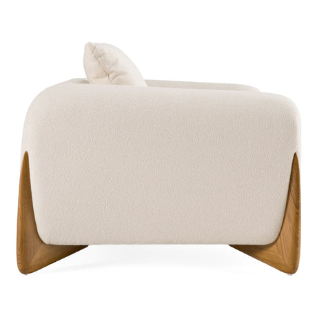 Modrest Fleury - Contemporary Cream Fabric and Walnut Lounge Chair