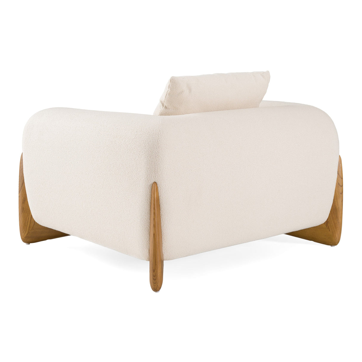Modrest Fleury - Contemporary Cream Fabric and Walnut Lounge Chair