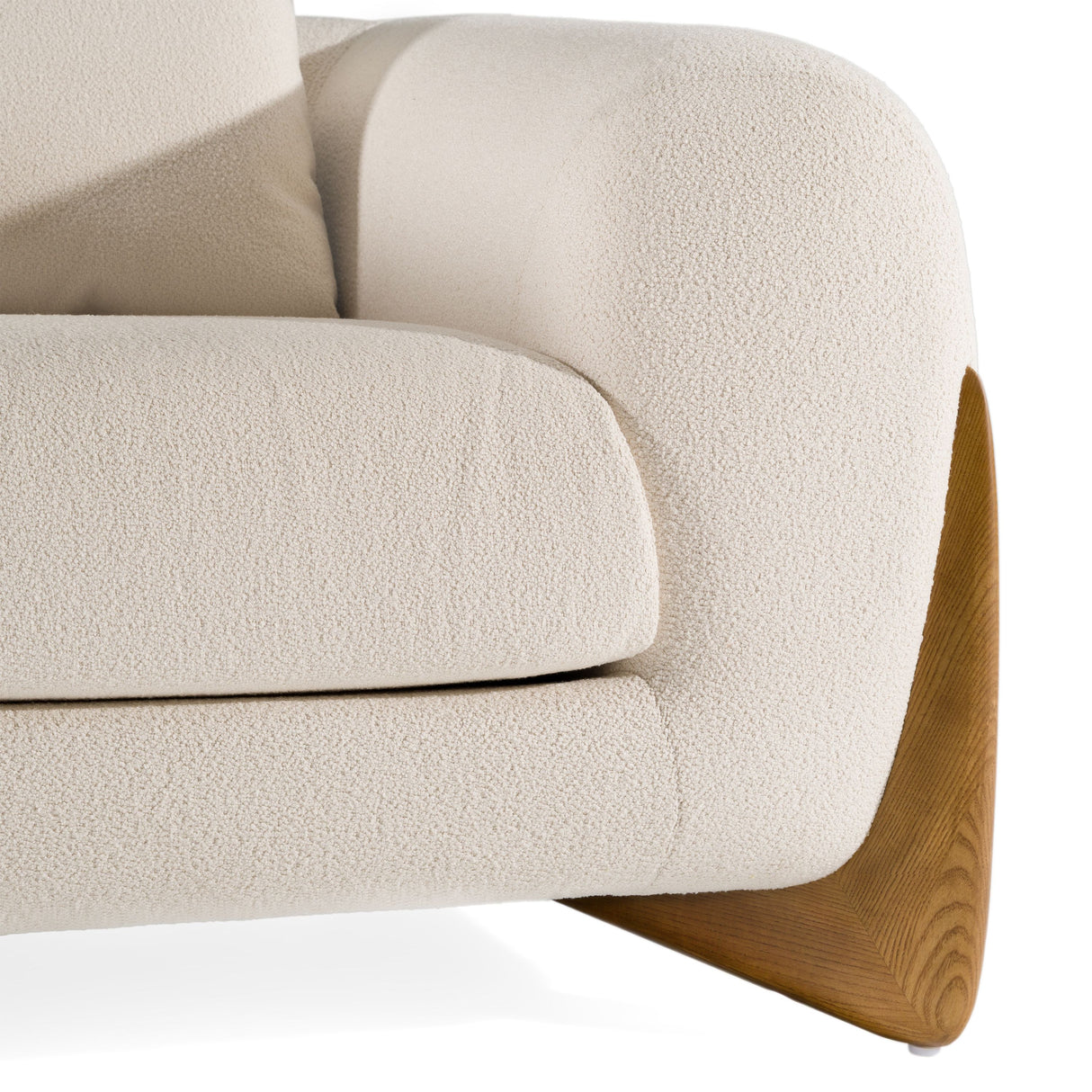 Modrest Fleury - Contemporary Cream Fabric and Walnut Lounge Chair