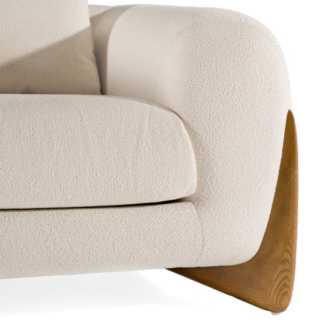 Modrest Fleury - Contemporary Cream Fabric and Walnut Lounge Chair