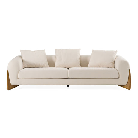 Modrest Fleury - Contemporary Cream Fabric and Walnut Sofa