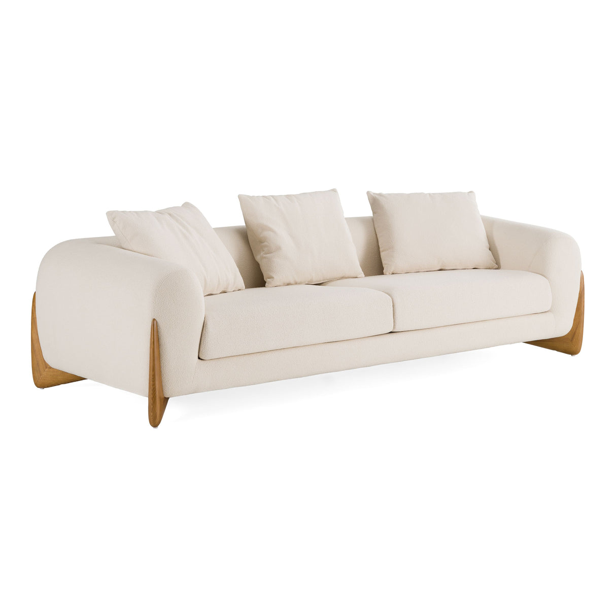 Modrest Fleury - Contemporary Cream Fabric and Walnut Sofa
