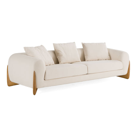 Modrest Fleury - Contemporary Cream Fabric and Walnut Sofa