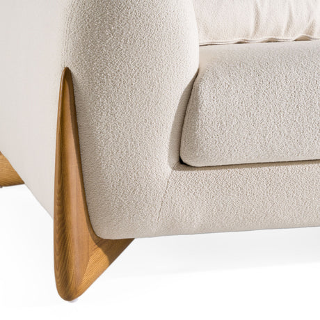 Modrest Fleury - Contemporary Cream Fabric and Walnut Sofa