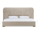 Queen Florence - Modern Beige Velvet + Gold Bed - View Image 1