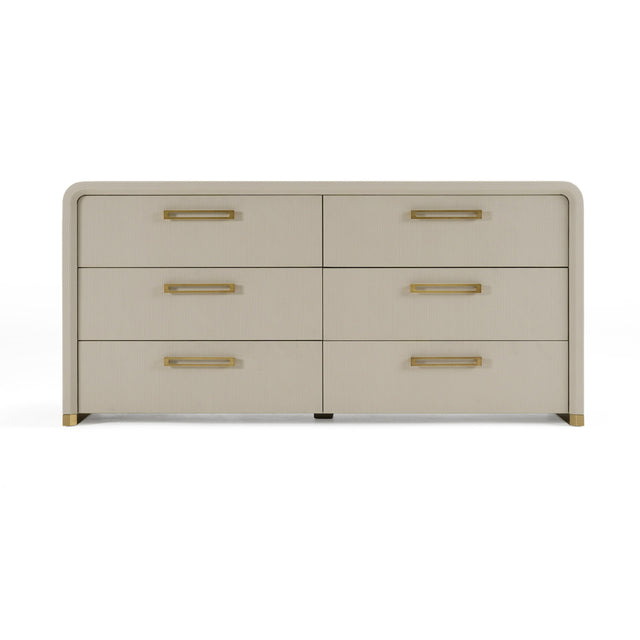 Florence - Modern Beige Leatherette + Gold Dresser - View Image 1