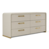 Eastern King Florence - Modern Beige Velvet + Shagreen Bedroom Set