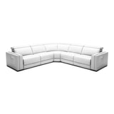 Frazier - Modern White Leather Sectional Sofa with 3 Recliners - View Image 1