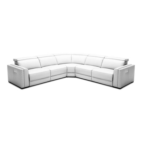 Frazier - Modern White Leather Sectional Sofa with 3 Recliners - View Image 1