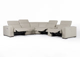 Modrest Frazier - Modern Light Grey Leather Sectional Sofa with 3 Recliners + Console