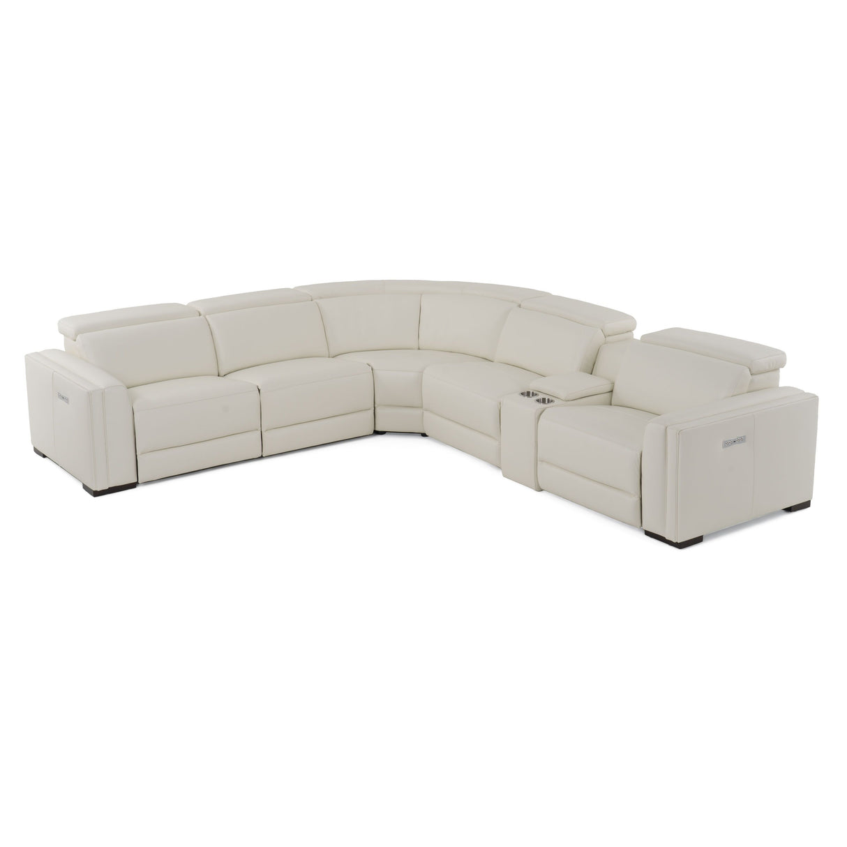 Modrest Frazier - Modern White Leather Sectional Sofa with 3 Recliners + Console - Home Elegance USA