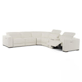 Modrest Frazier - Modern White Leather Sectional Sofa with 3 Recliners + Console