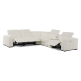 Modrest Frazier - Modern White Leather Sectional Sofa with 3 Recliners + Console - Home Elegance USA