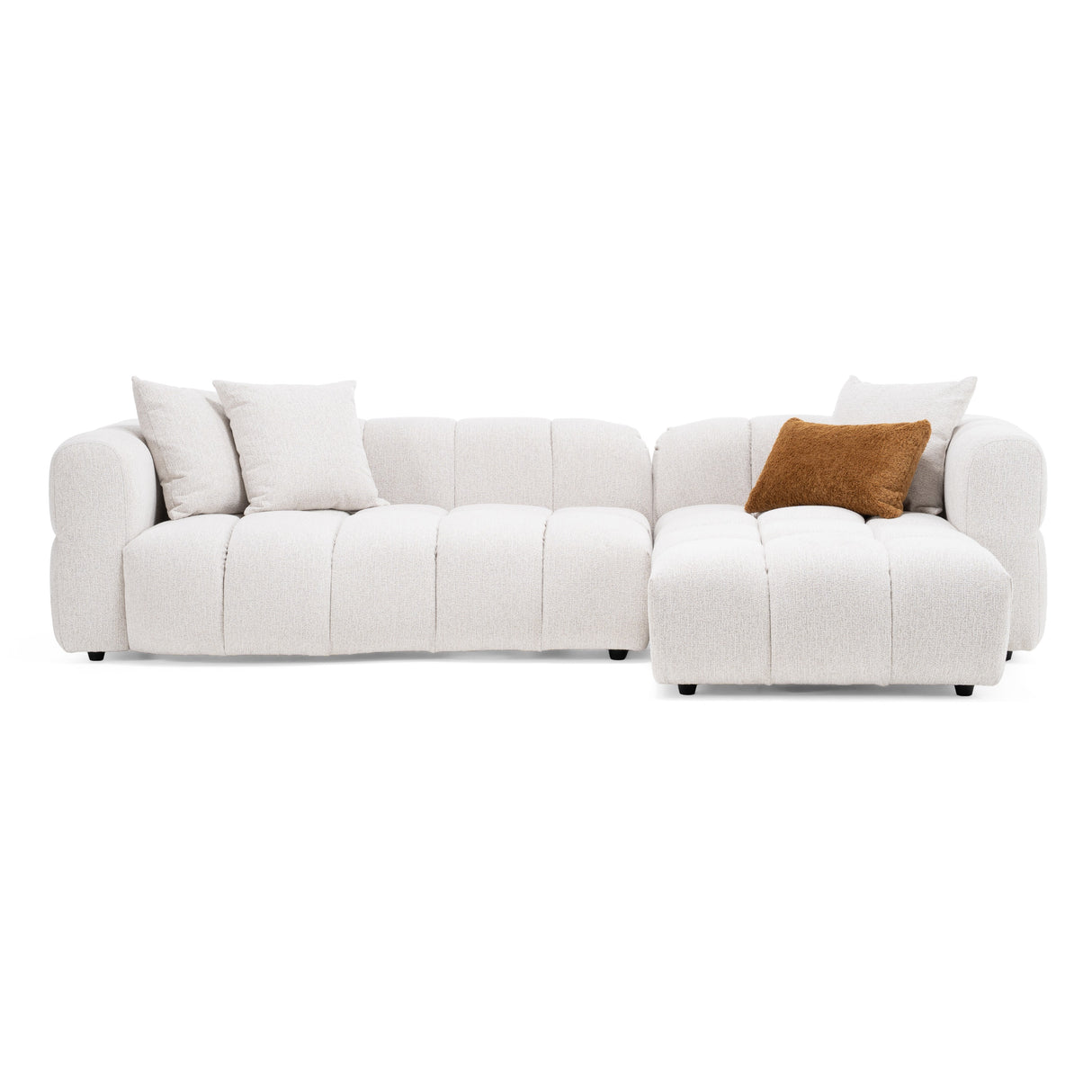 Freya - Modern Beige Fabric Sectional Sofa w/ Console - View Image 1