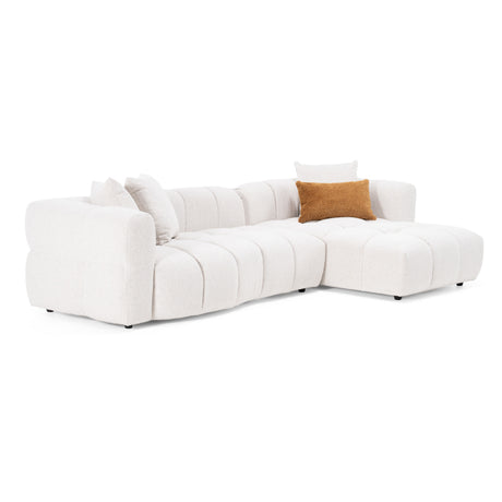 Freya - Modern Beige Fabric Sectional Sofa w/ Console - View Image 1