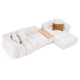 Freya - Modern Beige Fabric Sectional Sofa w/ Console - View Image 1
