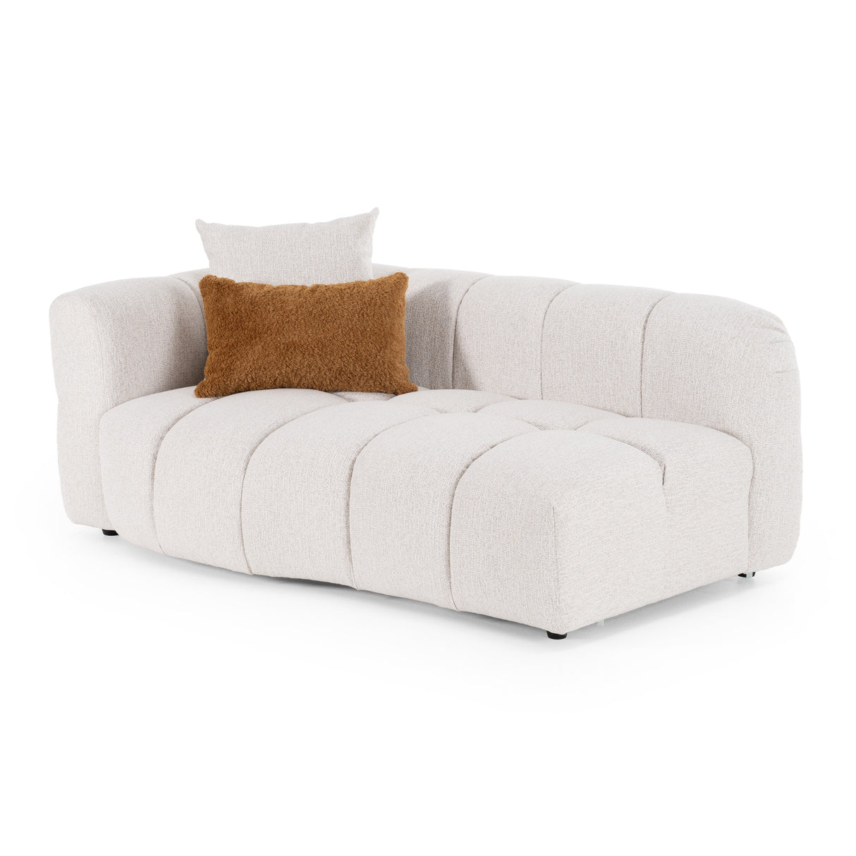 Freya - Modern Beige Fabric Sectional Sofa w/ Console - View Image 1