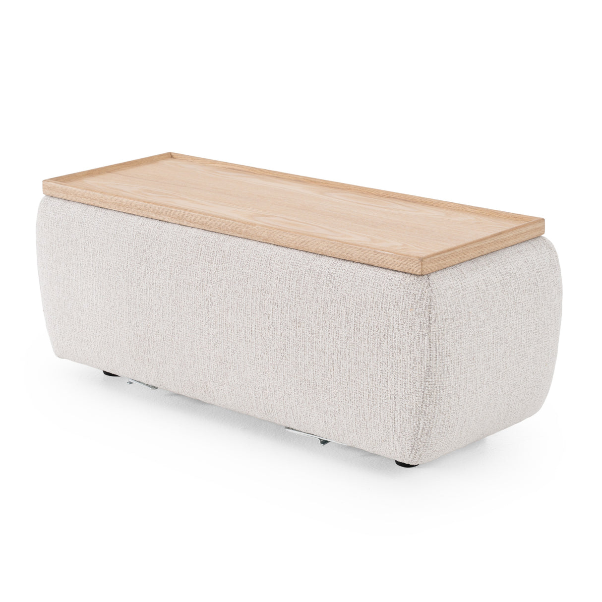 Freya - Modern Beige Fabric Sectional Sofa w/ Console - View Image 1