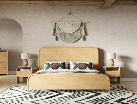 Eastern King Dresden - Modern Natural Acacia 1-Drawer Nightstand Bedroom Set