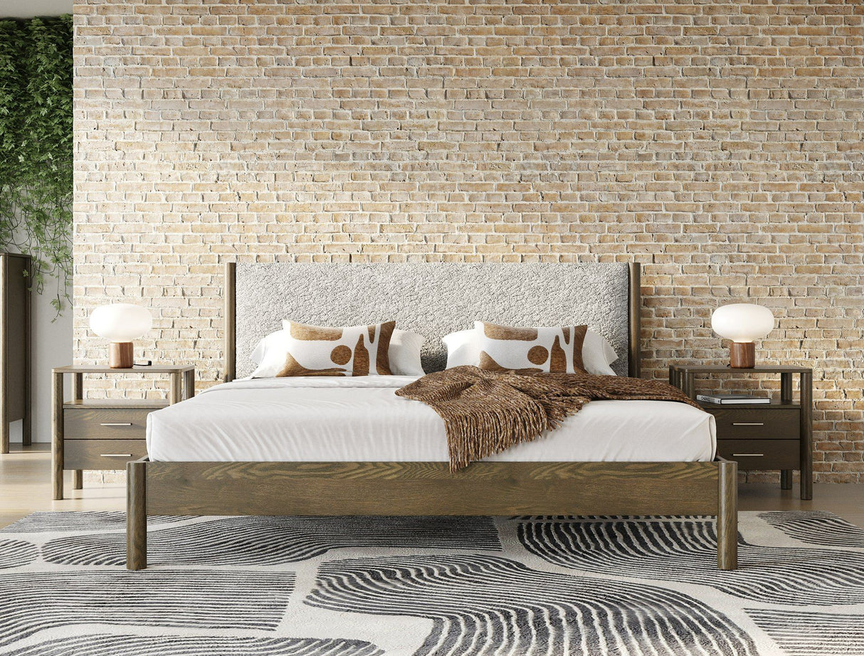 Queen Carolina - Modern Grey Fabric + Wenge Bedroom Set