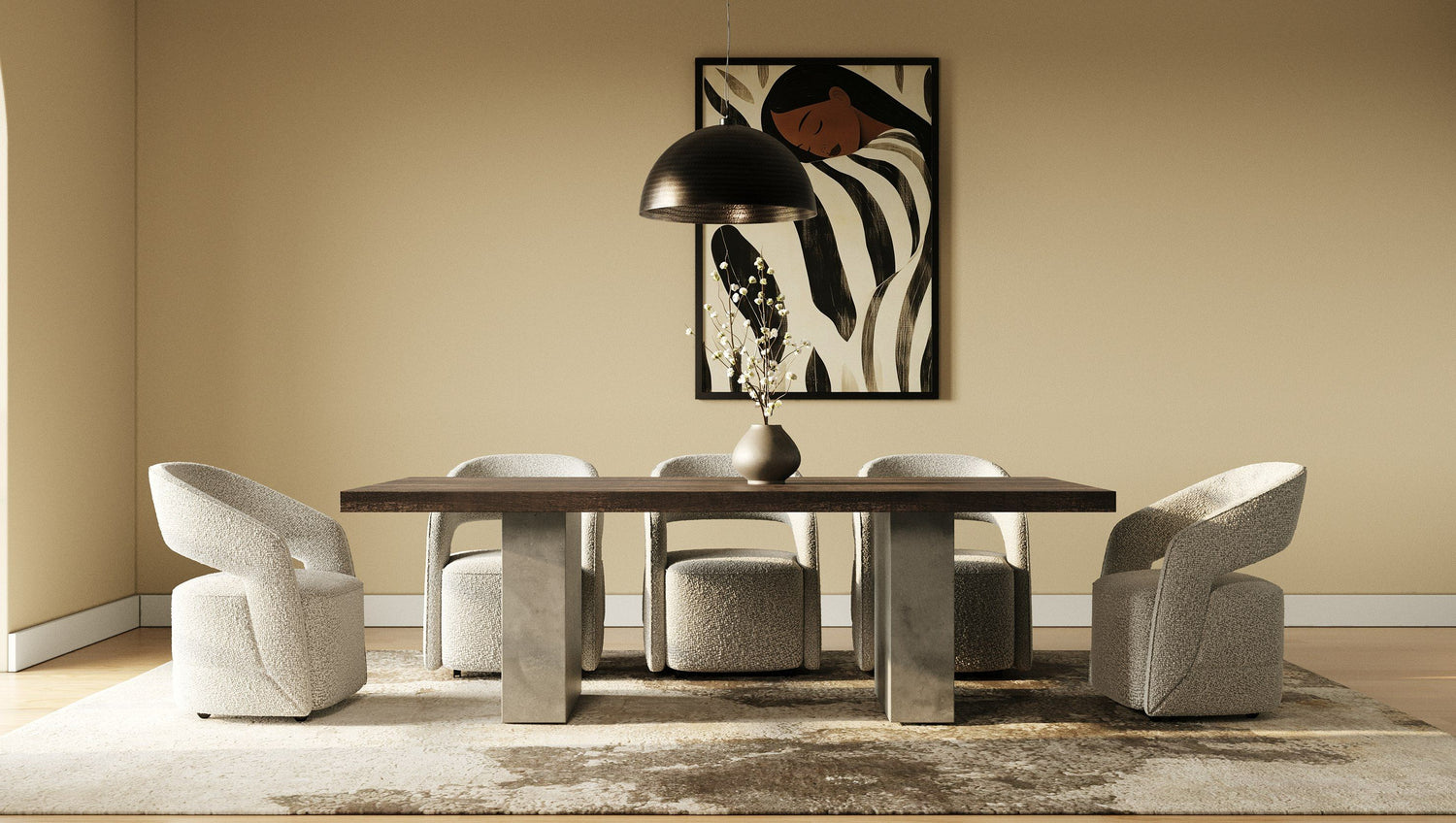Modrest Renzo Modern Oak & Concrete 94" Dining Table