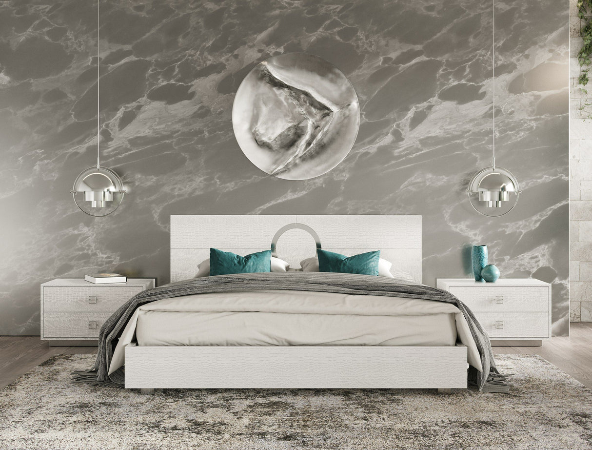 Ovidius + Victoria Modern White Crocodile Lacquer Bedroom Set – VIG Furniture - Home Elegance USA