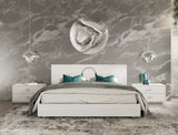 Queen Ovidius + Victoria - Modern White Crocodile Lacquer Bedroom Set