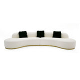 Divani Casa Frontier - Glam Off-White Fabric Curved Sectional Sofa with Black Pillows