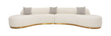 Divani Casa Frontier - Glam White Fabric Curved Sectional Sofa with Beige Pillows | VIG | Home Elegance USA