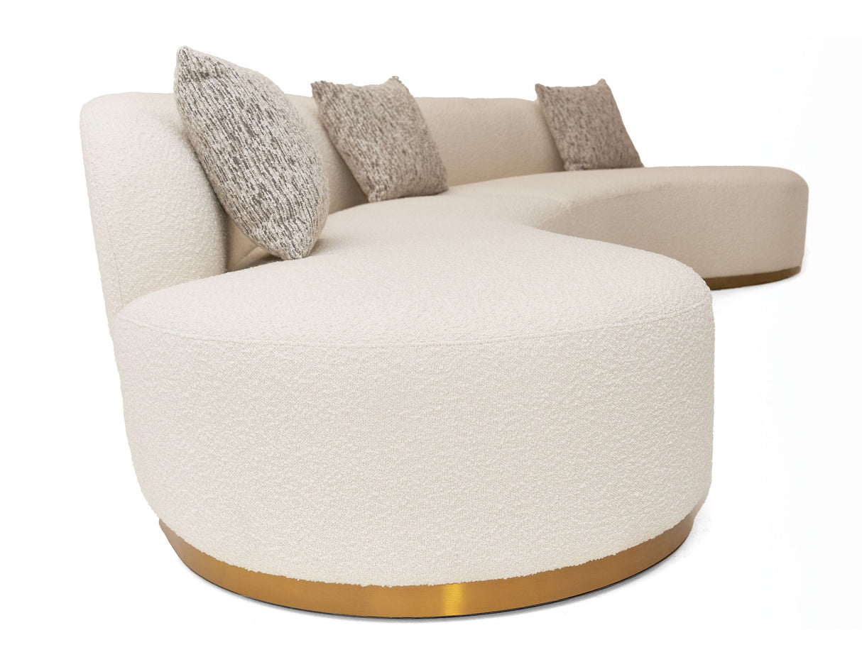 Divani Casa Frontier - Glam White Fabric Curved Sectional Sofa with Beige Pillows | VIG | Home Elegance USA