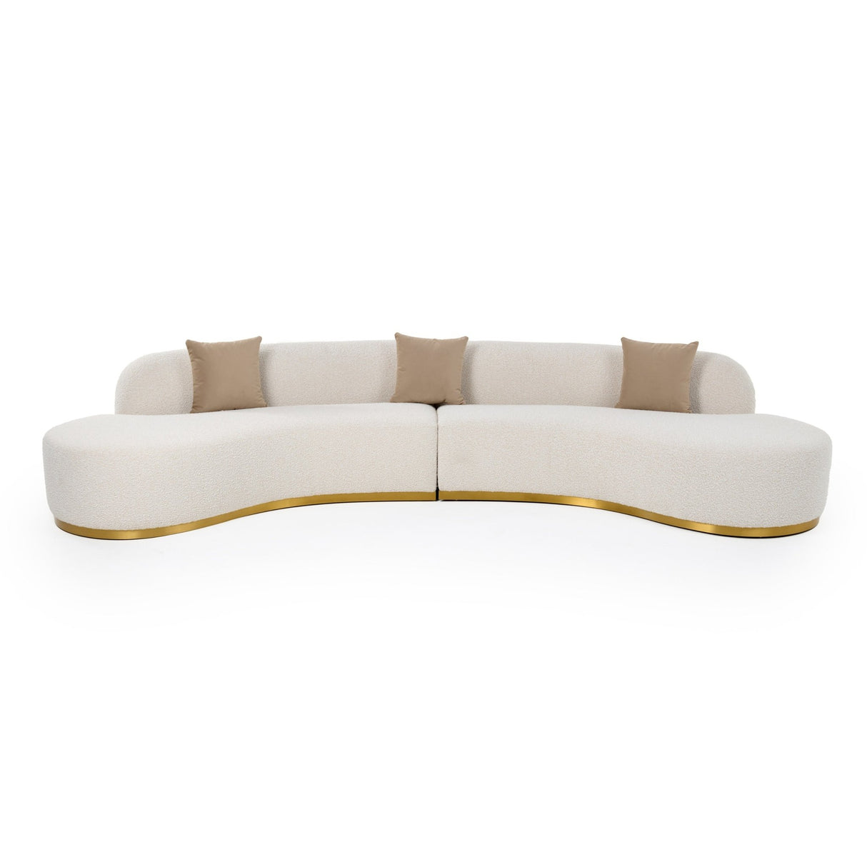 Divani Casa Frontier - Glam Beige Fabric Curved Sectional Sofa with Beige Pillows - VGOD - ZW - 943 - BGE2 - SECT - Home Elegance USA - 1