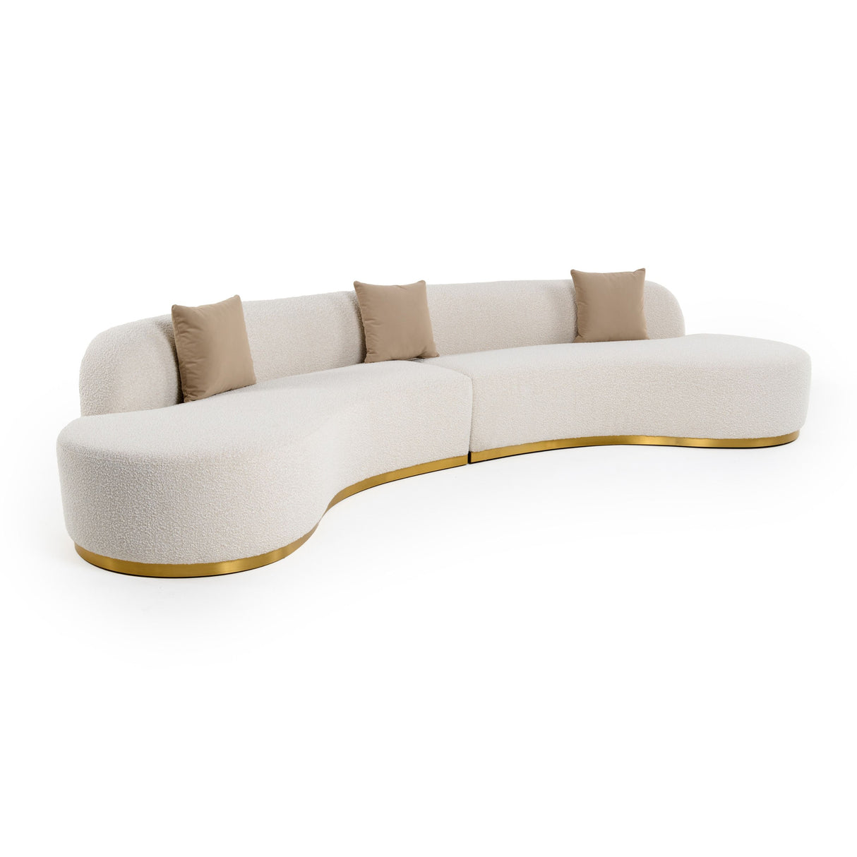 Divani Casa Frontier - Glam Beige Fabric Curved Sectional Sofa with Beige Pillows - Home Elegance USA