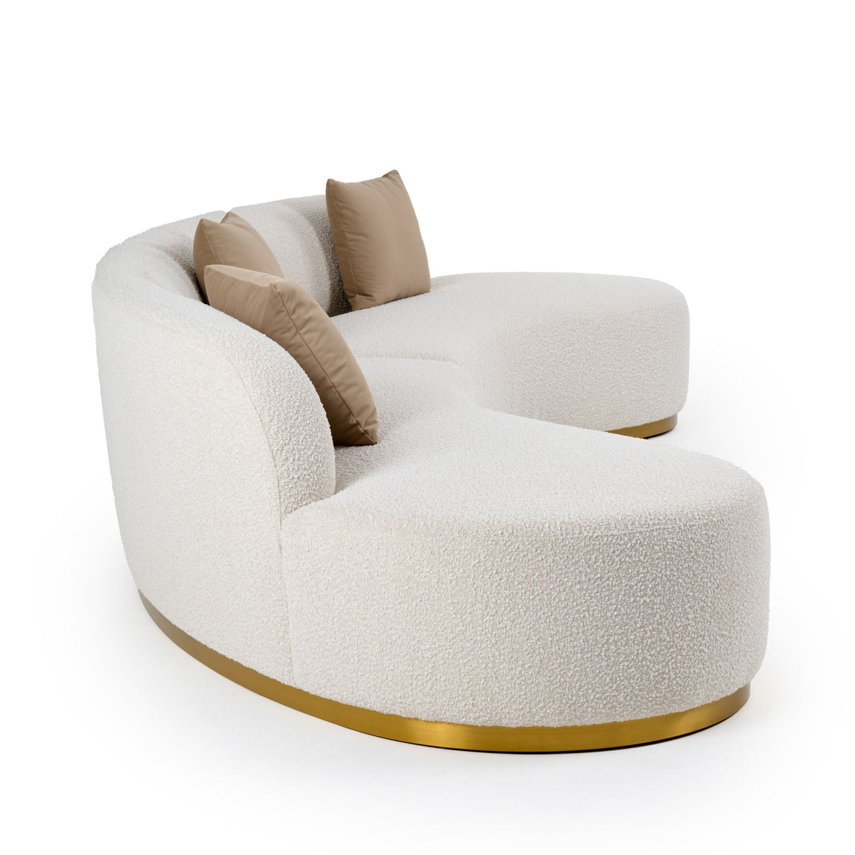 Divani Casa Frontier - Glam Beige Fabric Curved Sectional Sofa with Beige Pillows - Home Elegance USA