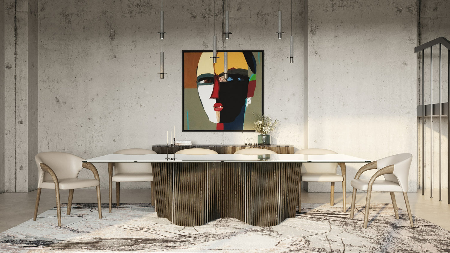 Byer - Modern Glass + Grey Ash Dining Table - View Image 1