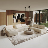 Garfield - Modern Off-White Leather 7-Piece Modular Sectional Sofa - View Image 1