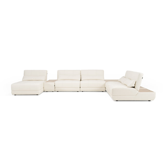 Garfield - Modern Off-White Leather 7-Piece Modular Sectional Sofa - View Image 1