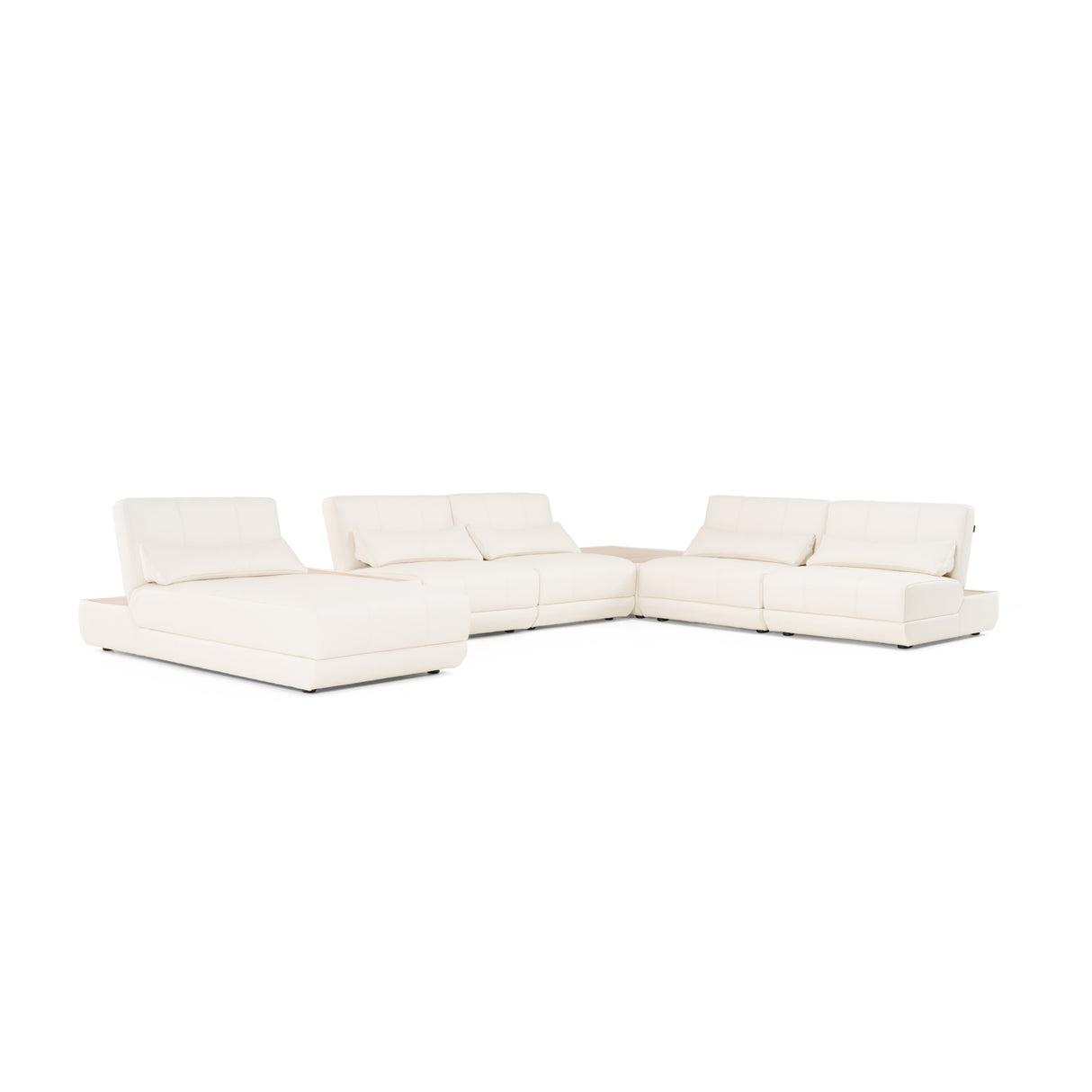 Garfield - Modern Off-White Leather 7-Piece Modular Sectional Sofa - View Image 1