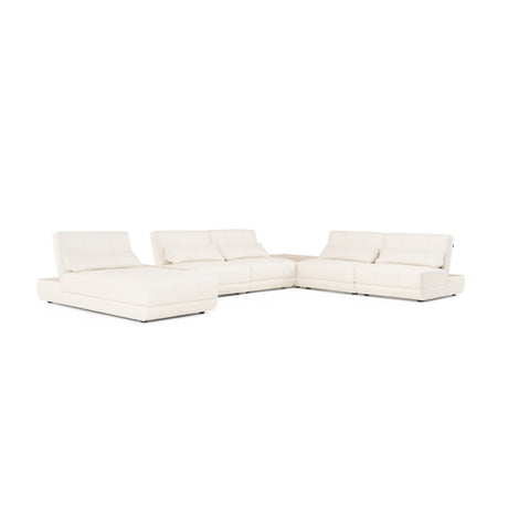 Garfield - Modern Off-White Leather 7-Piece Modular Sectional Sofa - View Image 1