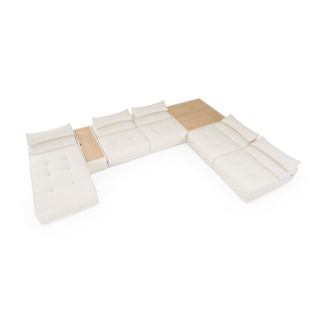 Garfield - Modern Off-White Leather 7-Piece Modular Sectional Sofa - View Image 1