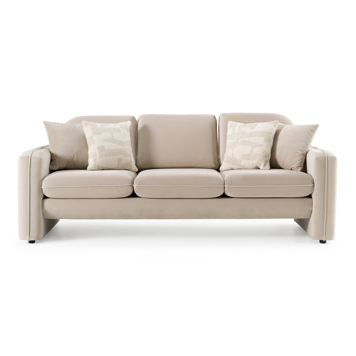 Gaston - Modern Beige Velvet Sofa - View Image 1