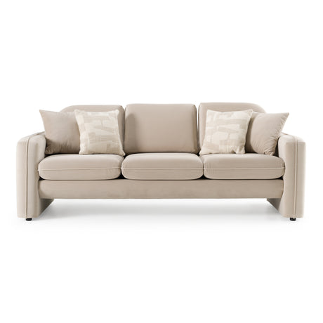 Gaston - Modern Beige Velvet Sofa - View Image 1