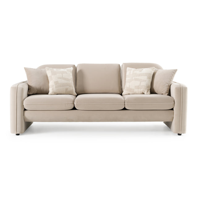 Gaston - Modern Beige Velvet Sofa - View Image 1