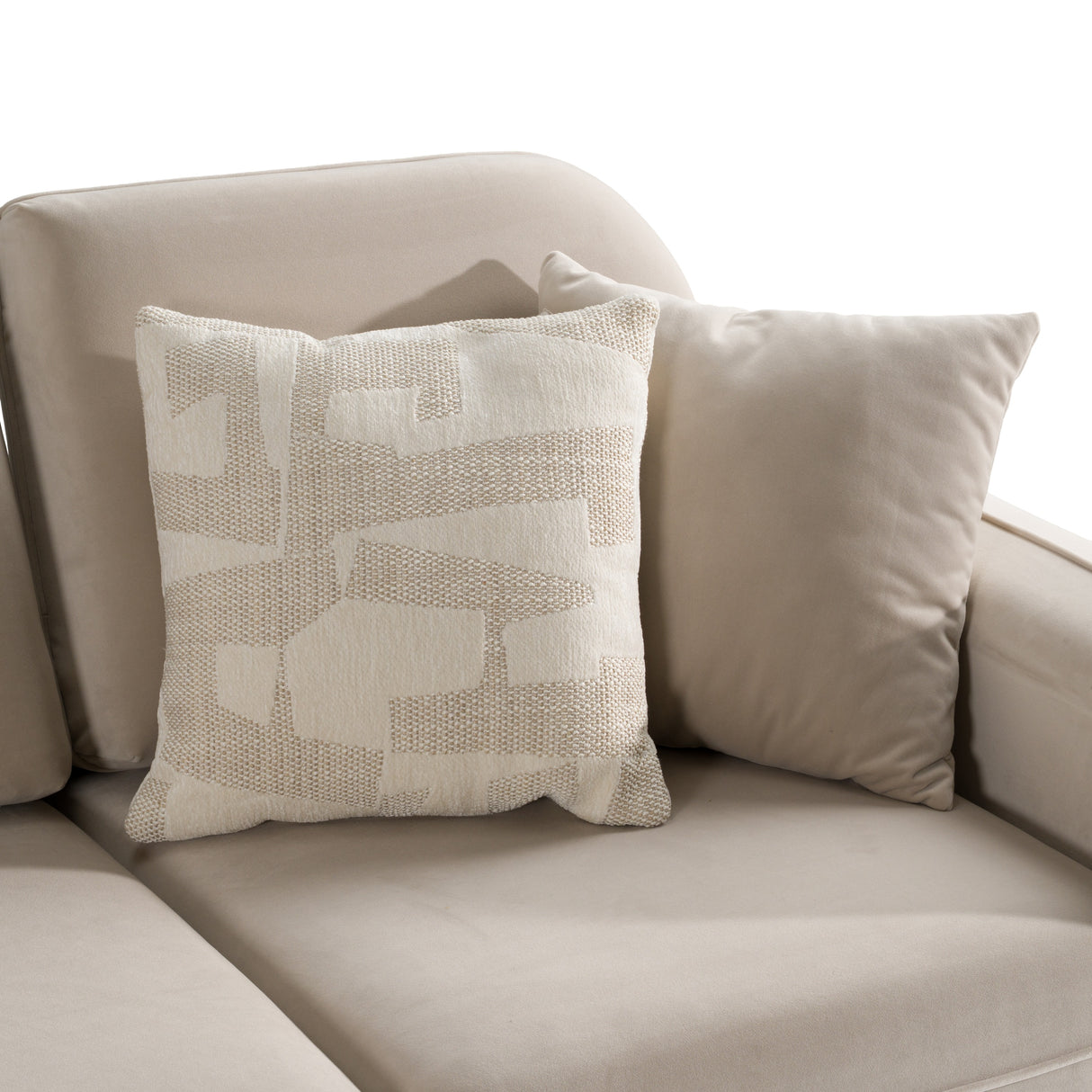 Gaston - Modern Beige Velvet Sofa - View Image 1