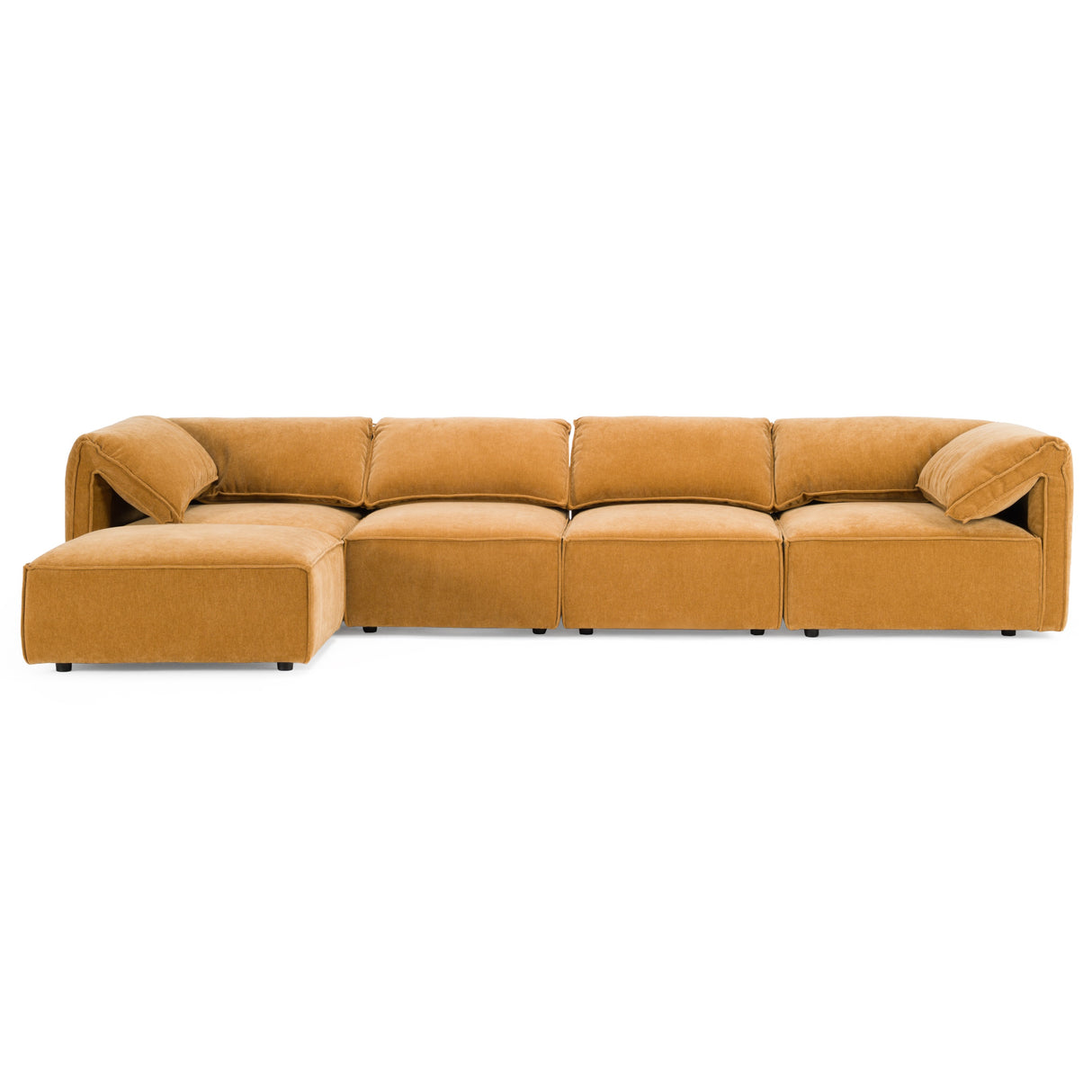 Gene - Modern Ochre Fabric 5-Piece Modular Sectional Sofa - View Image 1