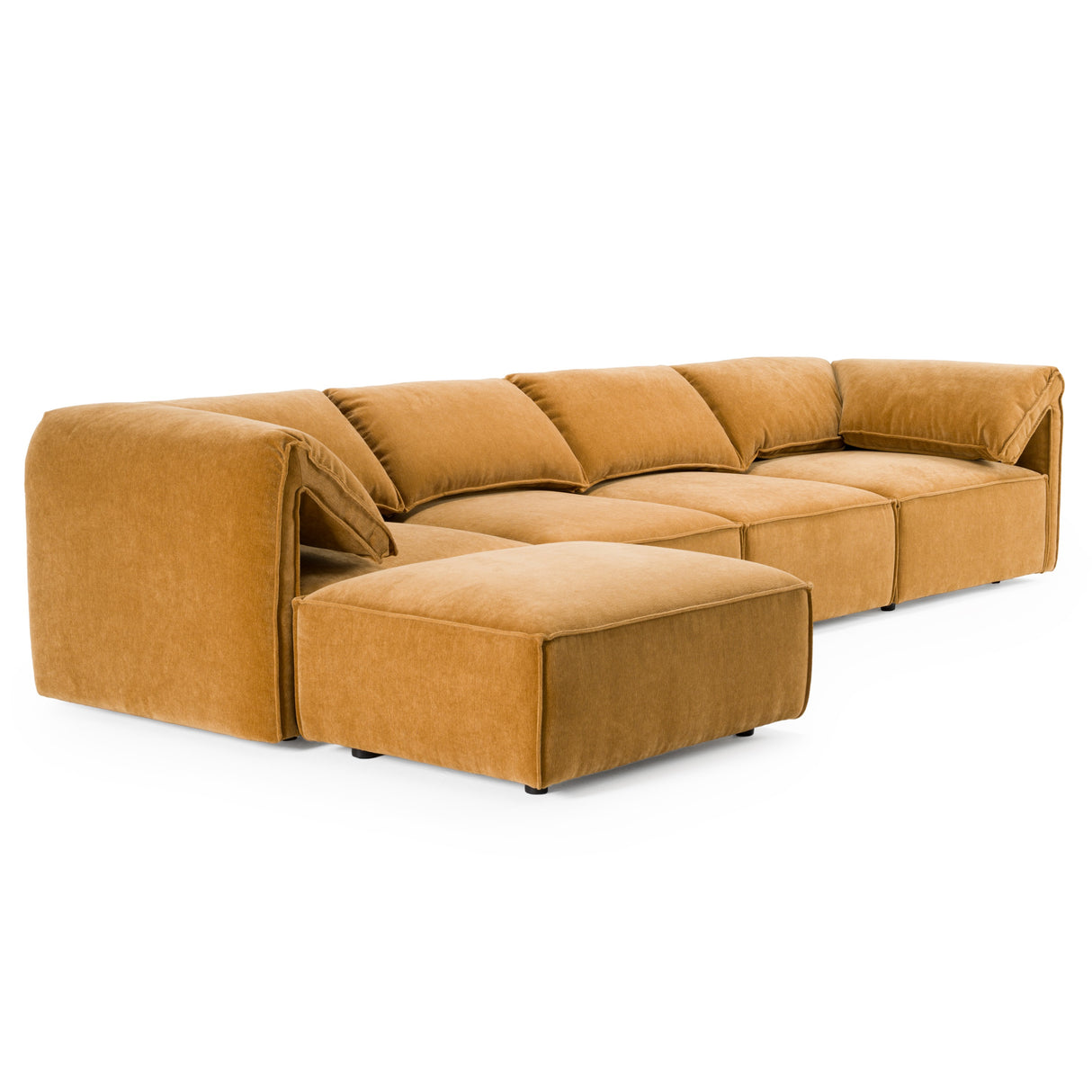 Gene - Modern Ochre Fabric 5-Piece Modular Sectional Sofa - View Image 1