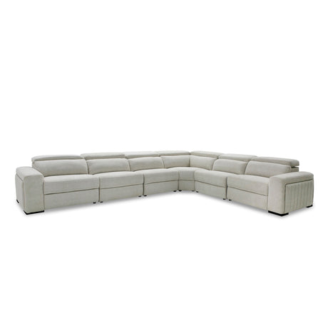 Divani Casa Gering - Modern Beige Fabric Sectional With 2 Power Recliners - sold by Home Elegance USA
