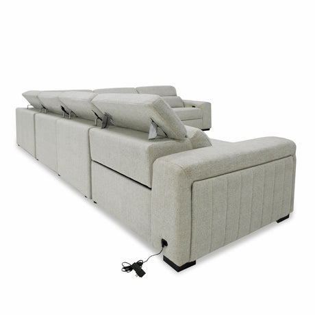 Divani Casa Gering - Modern Beige Fabric Sectional With 2 Power Recliners - sold by Home Elegance USA