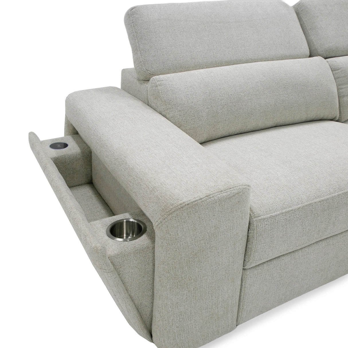 Divani Casa Gering - Modern Beige Fabric Sectional With 2 Power Recliners - sold by Home Elegance USA